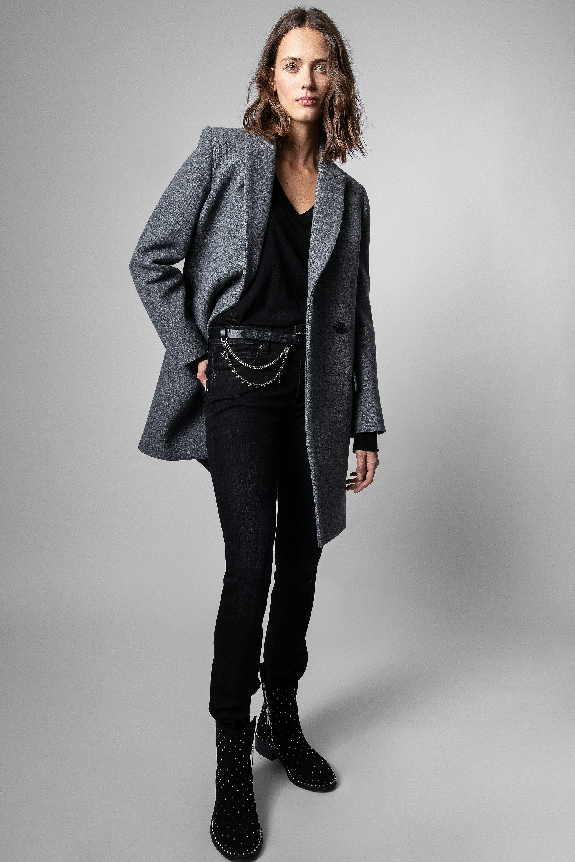 Botines Empress Studs Suede - Botines negros de ante con tachuelas de mujer